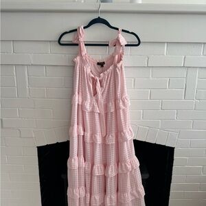 Pink Sleeveless Ruffle Dress